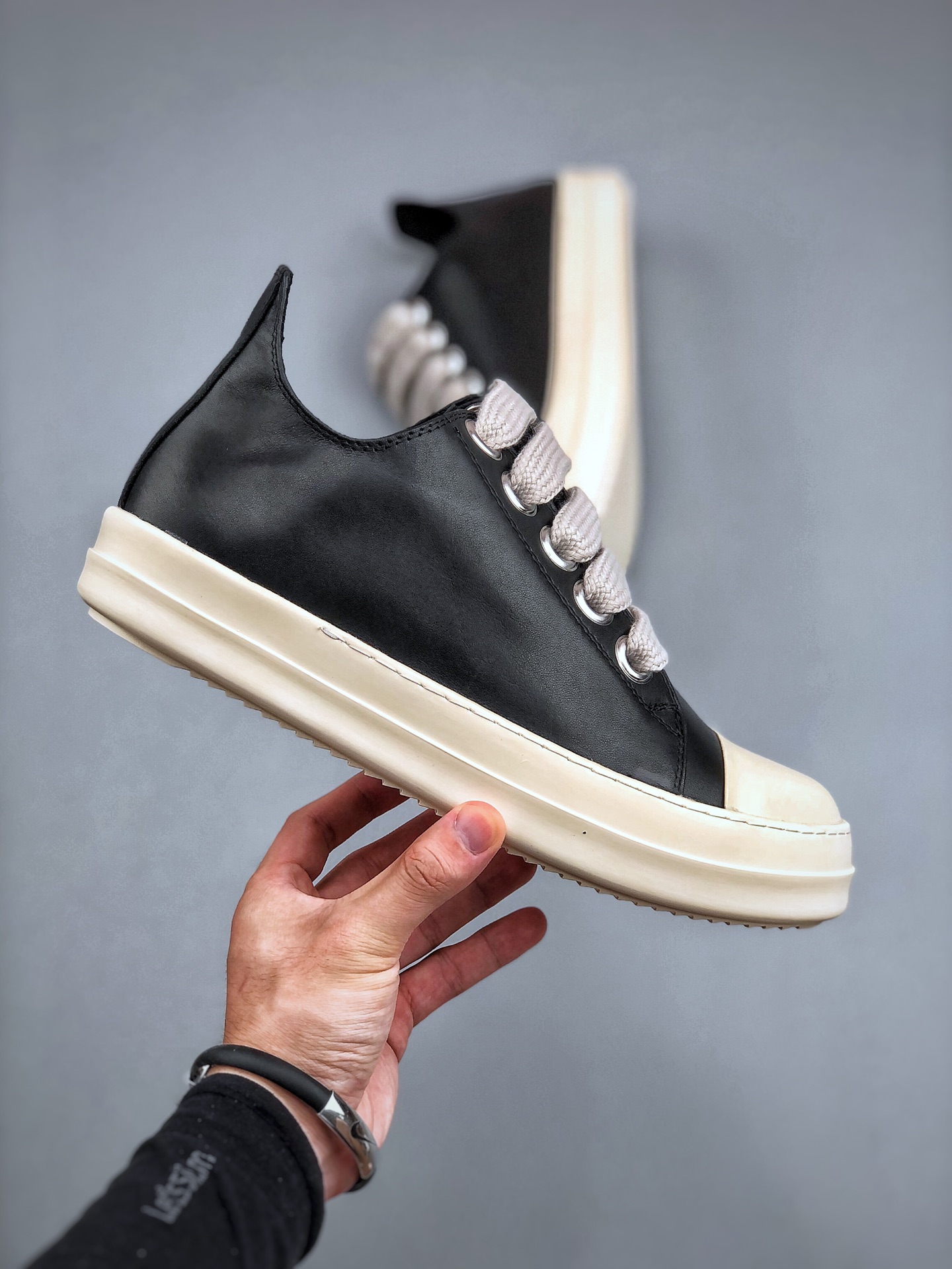 RICK OWENS DRKSHDW thick lace canvas high-top shoes for men double thread ro satin
