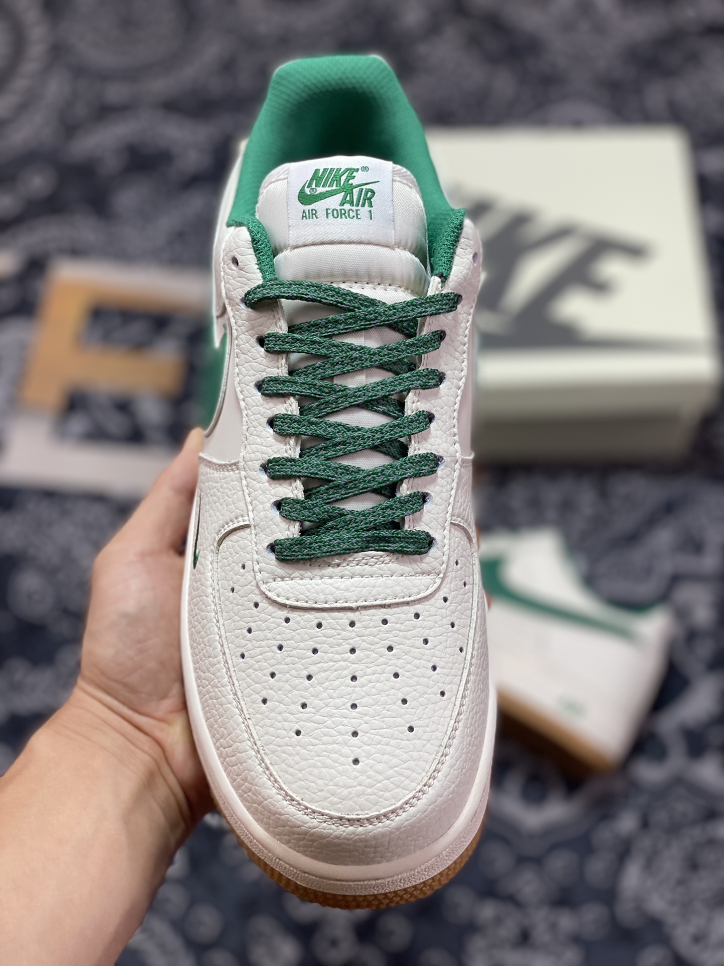240 Nike Air Force 1’07 Low”Milky White/Grey/Gum”空军一号板鞋“奶白深绿小钩满天星生胶底”HD1689-103