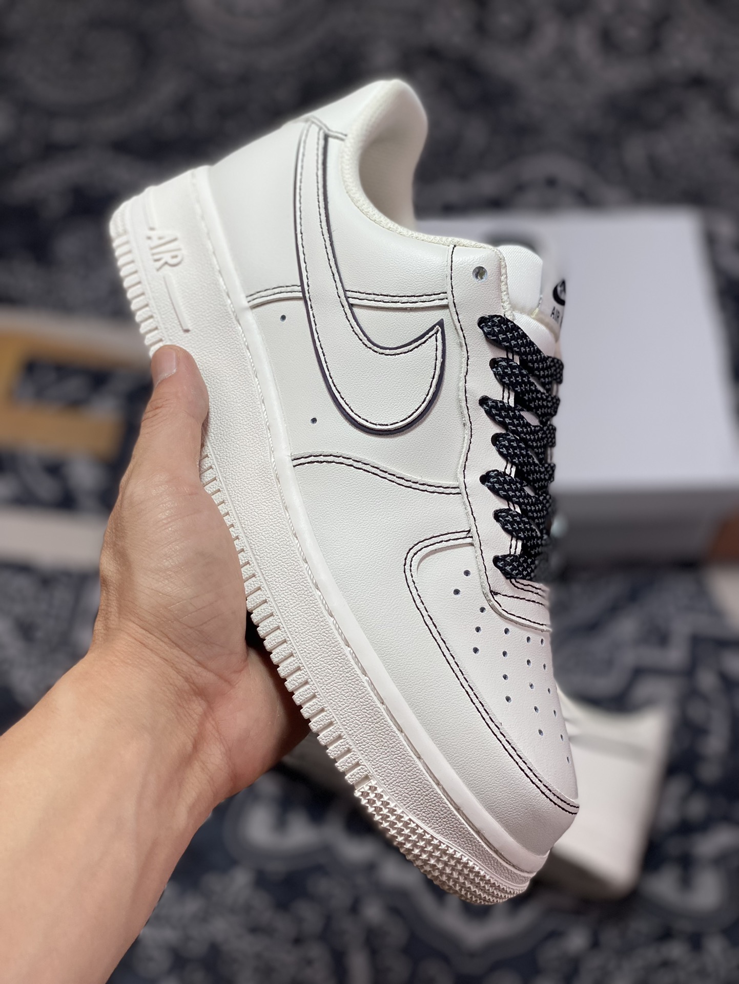 200 Nike Air Force 1’07 Low”Milk White/Black”空军一号经典低帮百板鞋“皮革米白黑车线”315122-808