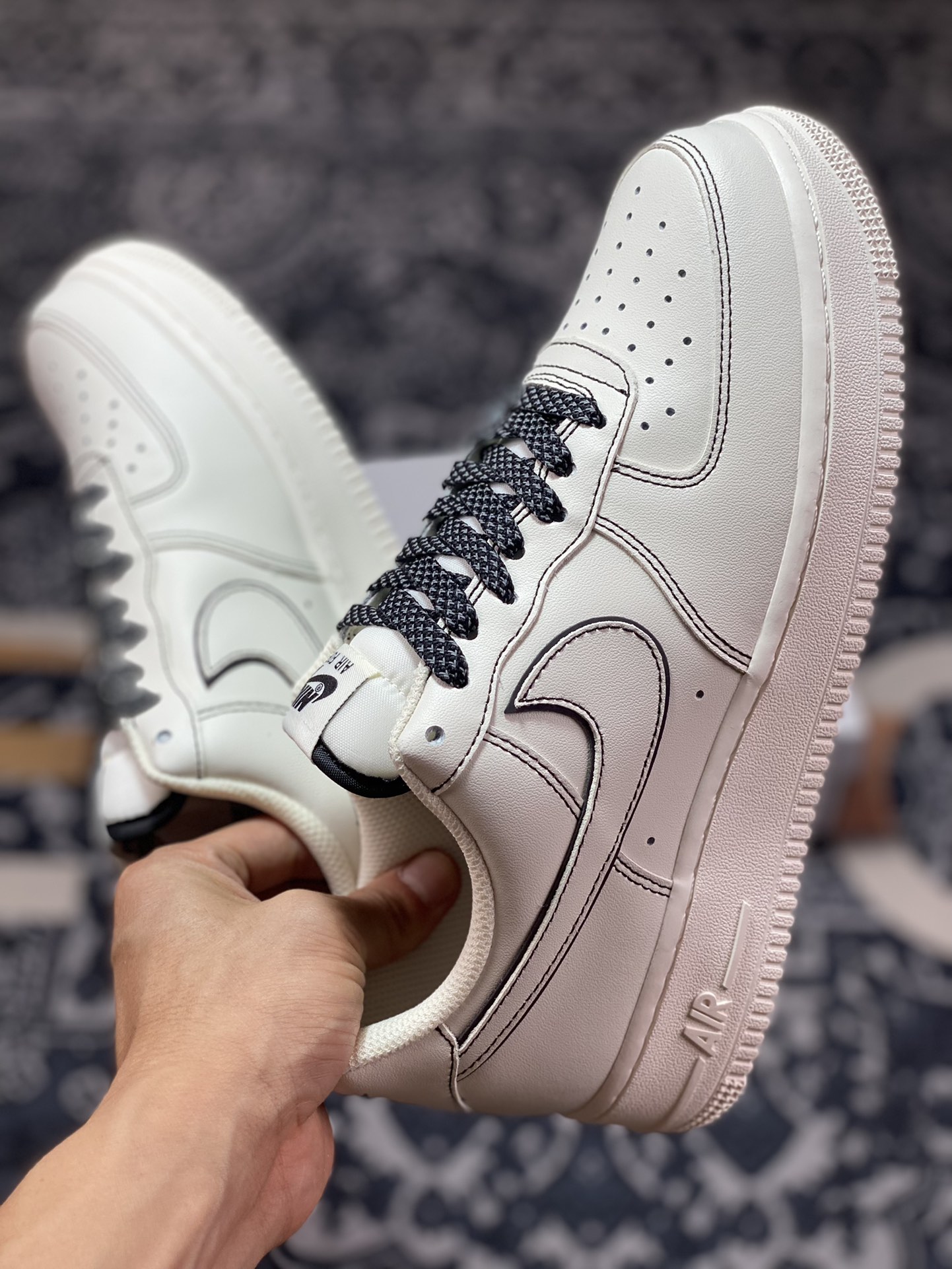 200 Nike Air Force 1'07 Low”Milk White/Black”空军一号经典低帮百板鞋“皮革米白黑车线”315122-808