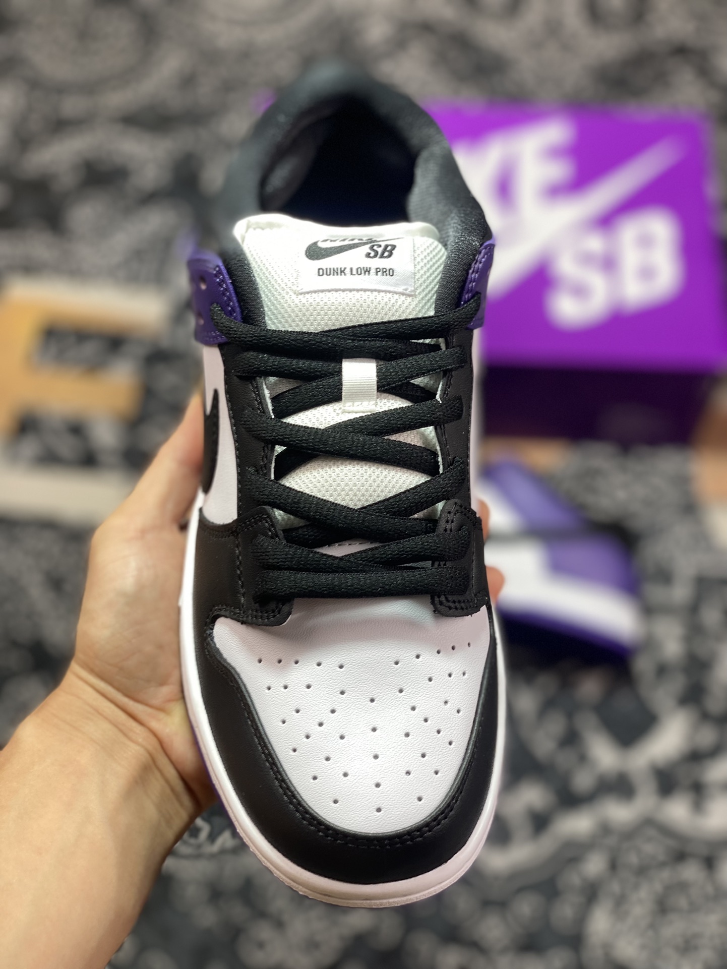 220 原 Nike Dunk SB Low Pro ”Court Purple” 白黑紫 低帮休闲运动板鞋 BQ6817-500