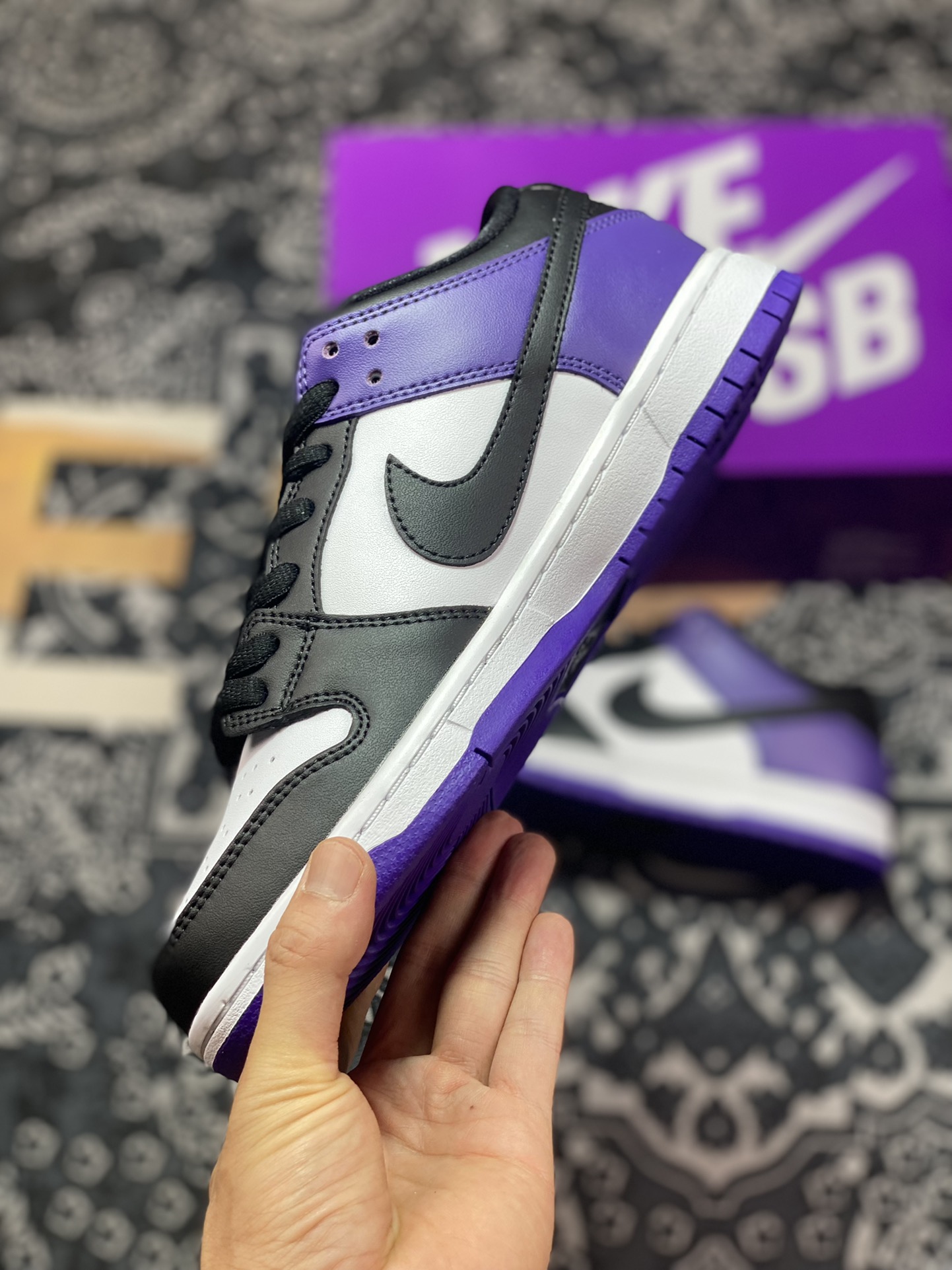 220 原 Nike Dunk SB Low Pro ”Court Purple” 白黑紫 低帮休闲运动板鞋 BQ6817-500