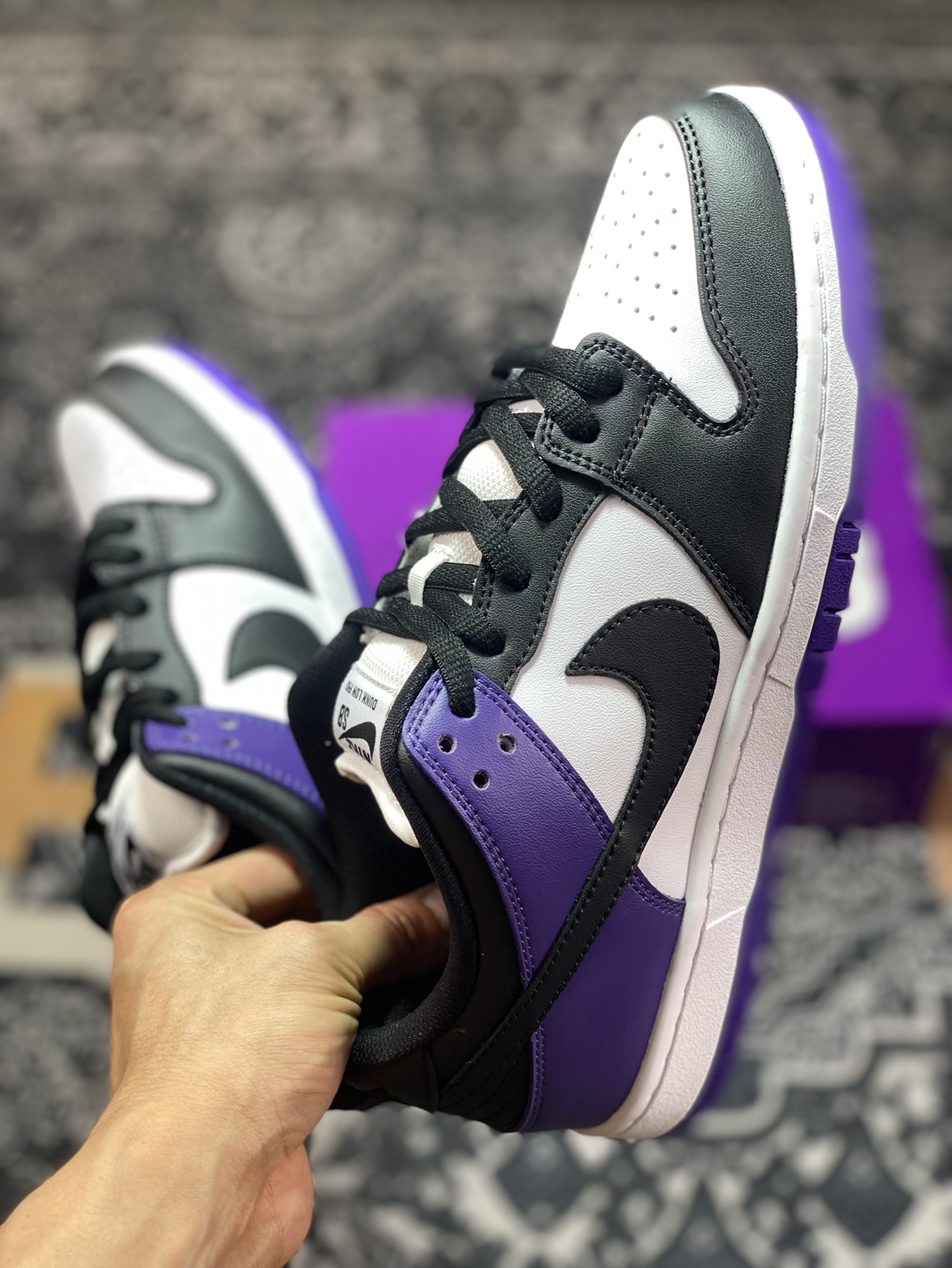 220 原 Nike Dunk SB Low Pro ”Court Purple” 白黑紫 低帮休闲运动板鞋 BQ6817-500