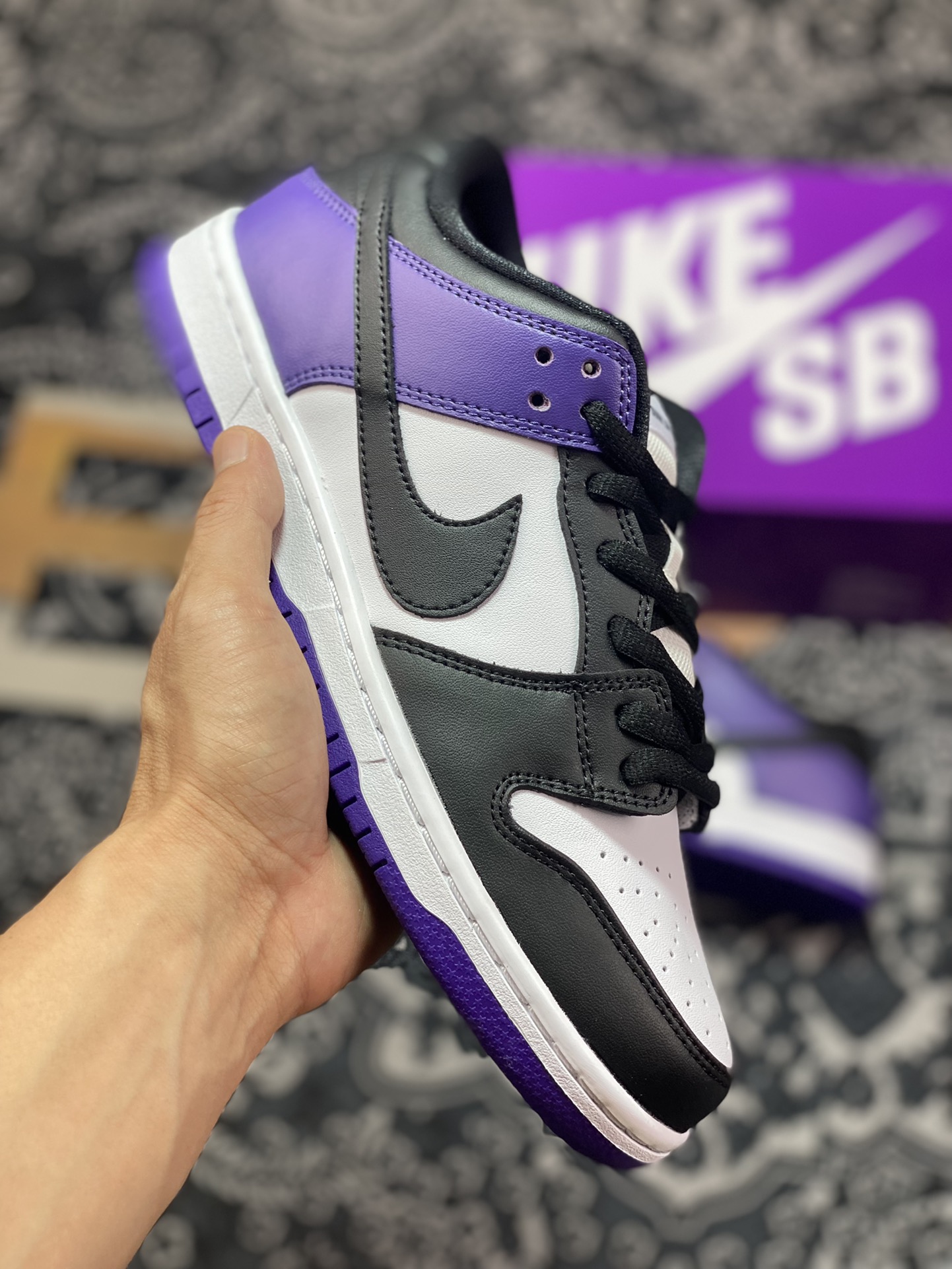 220 原 Nike Dunk SB Low Pro ”Court Purple” 白黑紫 低帮休闲运动板鞋 BQ6817-500