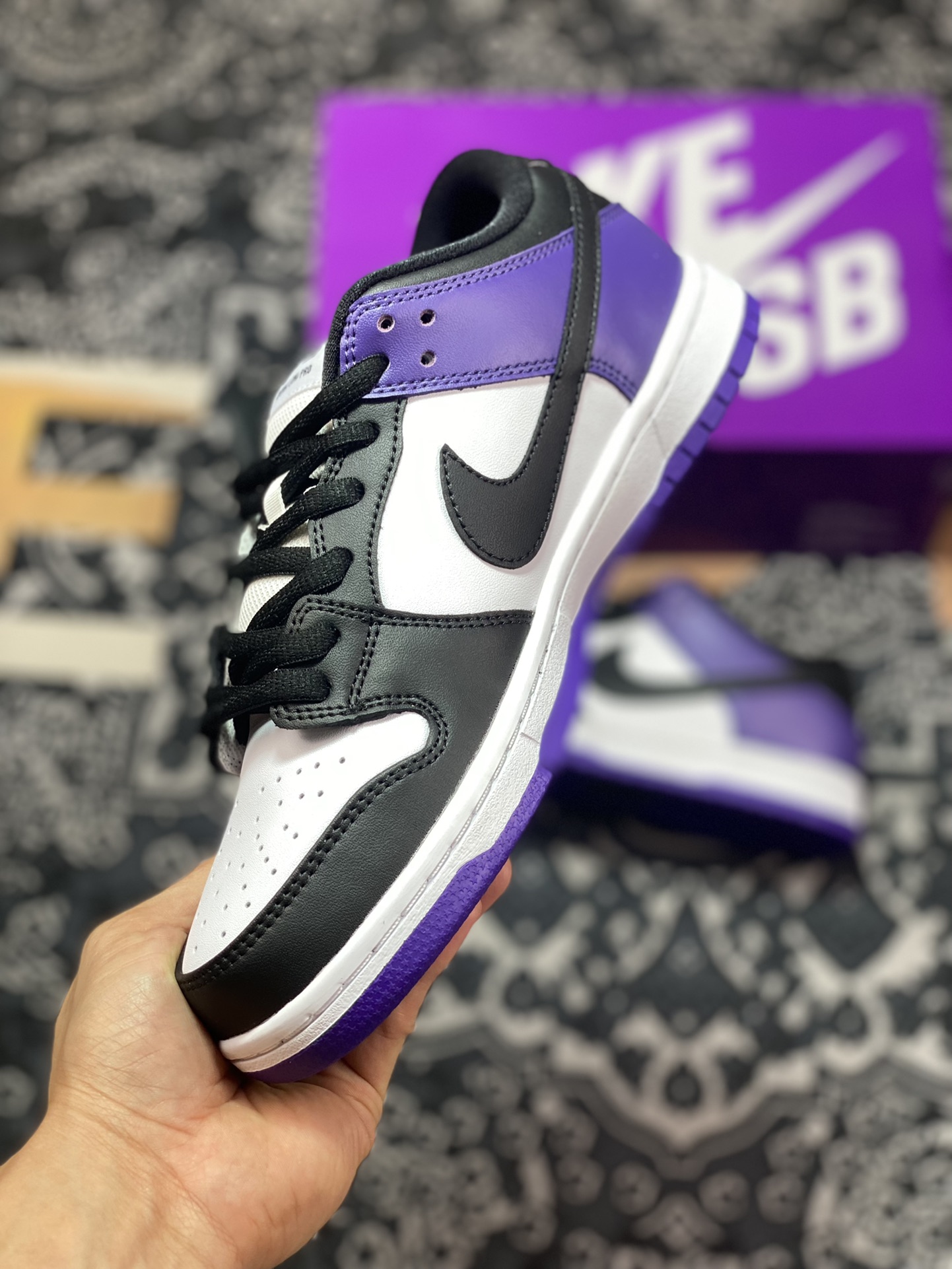 220 原 Nike Dunk SB Low Pro ”Court Purple” 白黑紫 低帮休闲运动板鞋 BQ6817-500