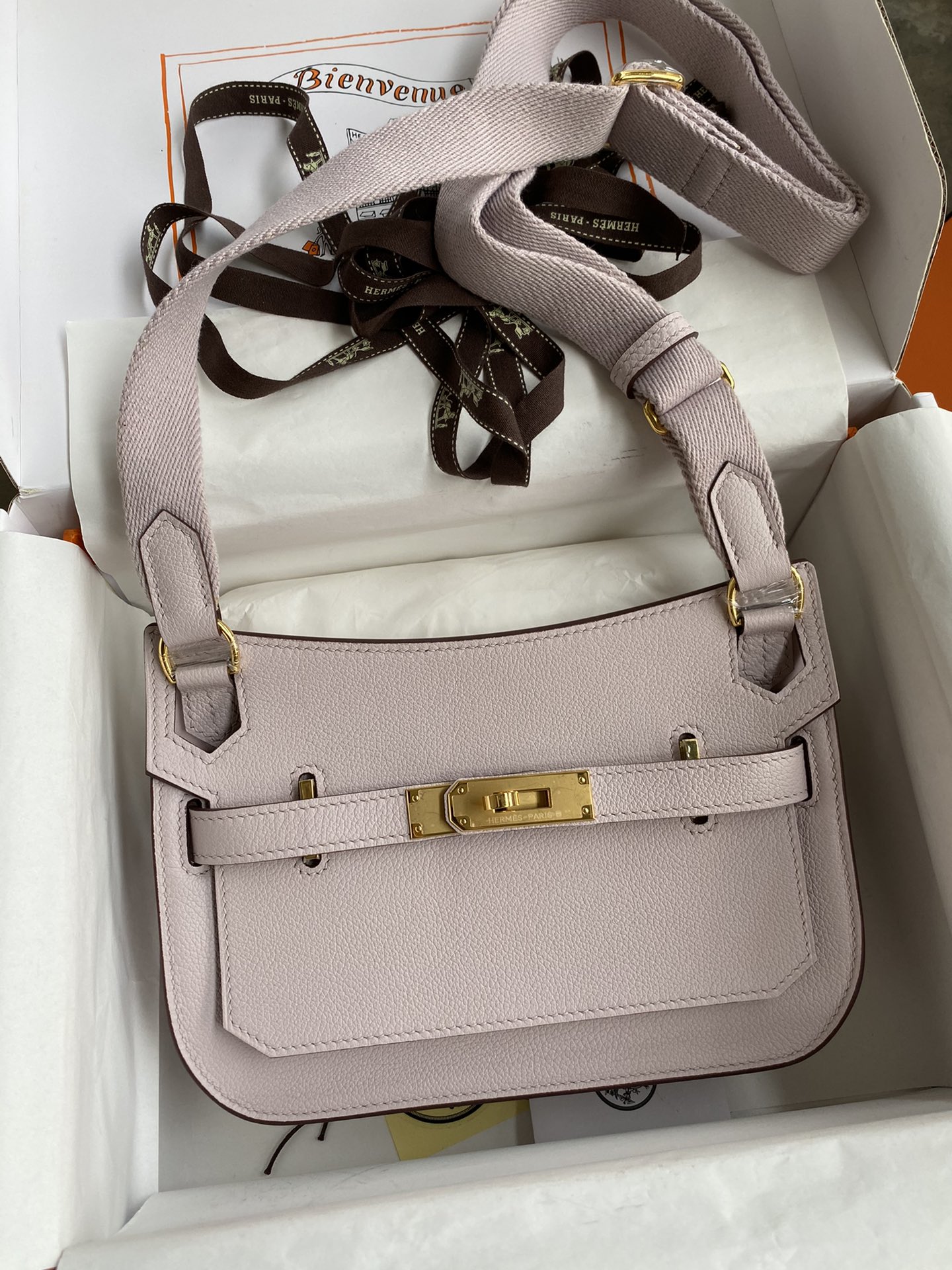 Hermès Jypsiere Mini Bag 22cm Evercolor Leather Dreamy Pink Purple Gold Hardware 2 i1686886632 7660 0