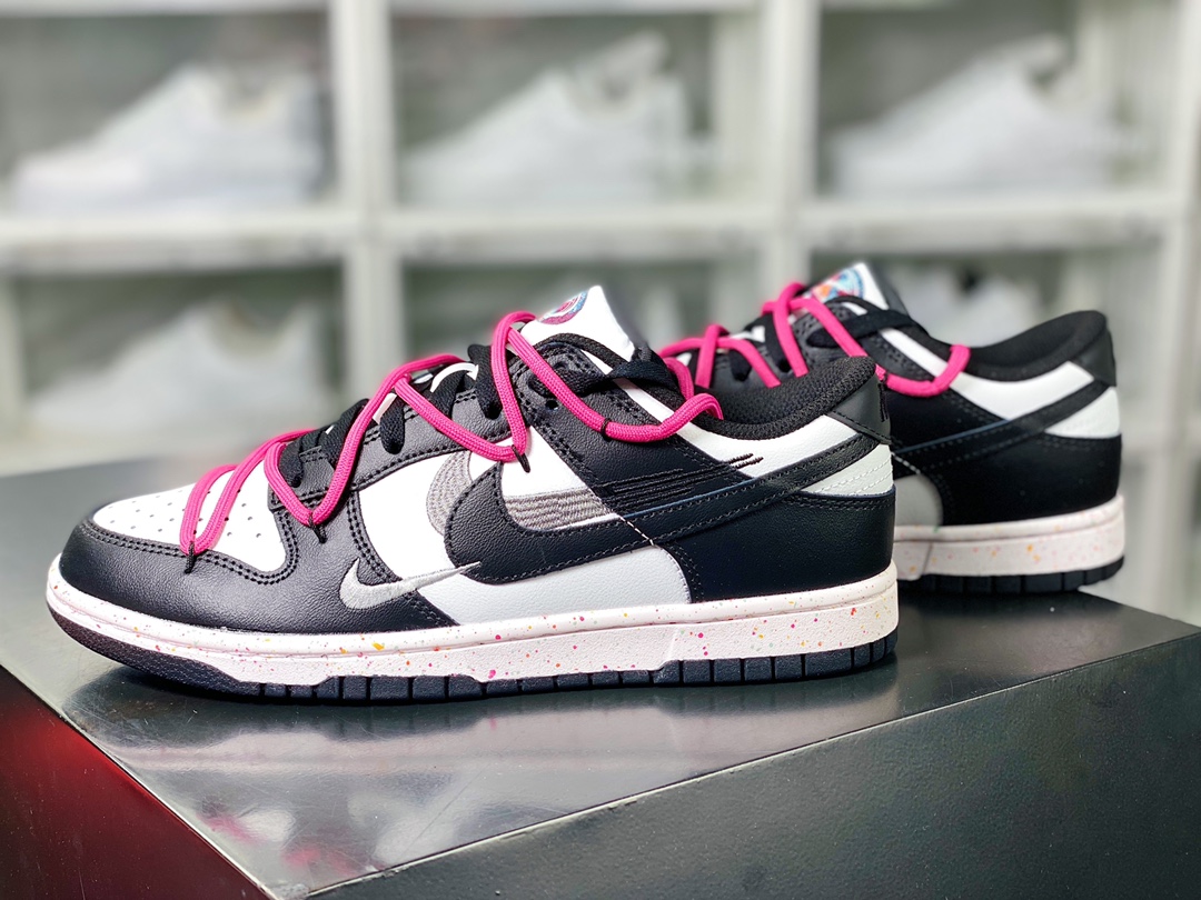 SB Dunk Low ”Multi-Color/Swoosh” dunk series low-top sneakers ”black and white pink tied rope three hooks” FD4623-134