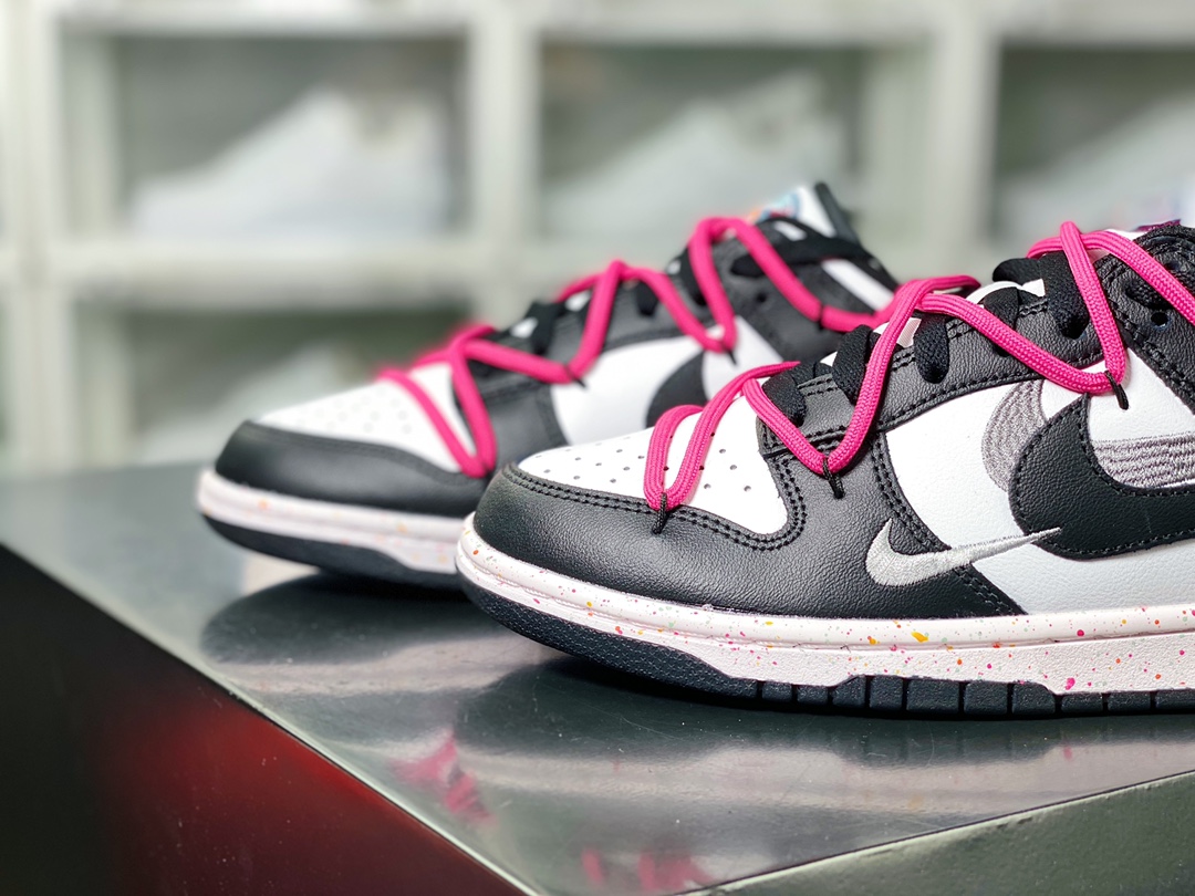 SB Dunk Low ”Multi-Color/Swoosh” dunk series low-top sneakers ”black and white pink tied rope three hooks” FD4623-134