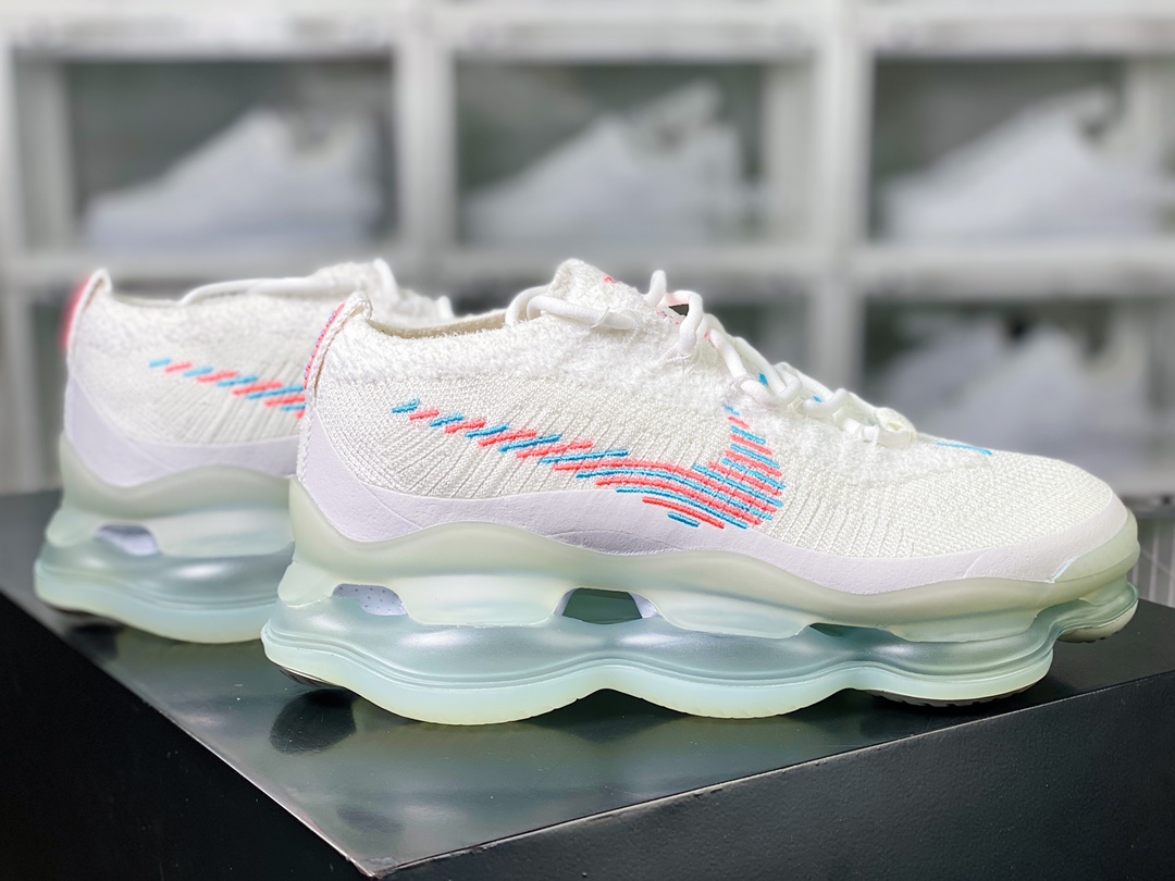 Air Max Scorpion Flyknit ”White Hot Punch” Scorpion Series Jogging Shoes ”Knitted White Pink Blue” DV7402-100