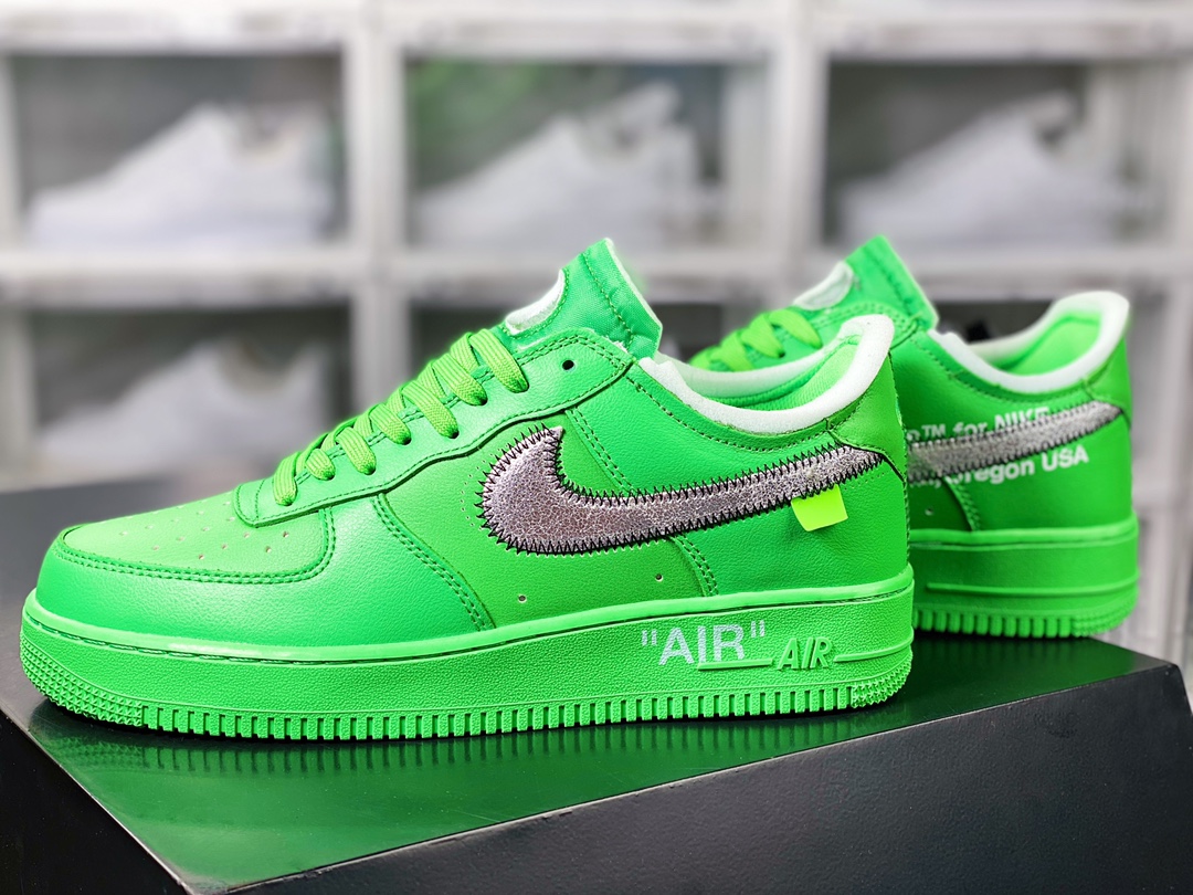 Off-White x 【Nike】 Air Force 1'07 Low ”Light Green Spark” Air Force 1 sneakers ”OW light green silver hook” DX1419-300