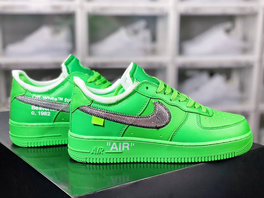 Off-White x 【Nike】 Air Force 1'07 Low ”Light Green Spark” Air Force 1 sneakers ”OW light green silver hook” DX1419-300