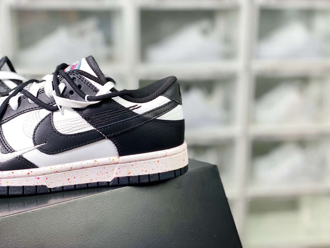 SB Dunk Low ”Multi-Color/Swoosh” dunk series low-top sneakers ”black and white tied rope three hooks” FD4623-134