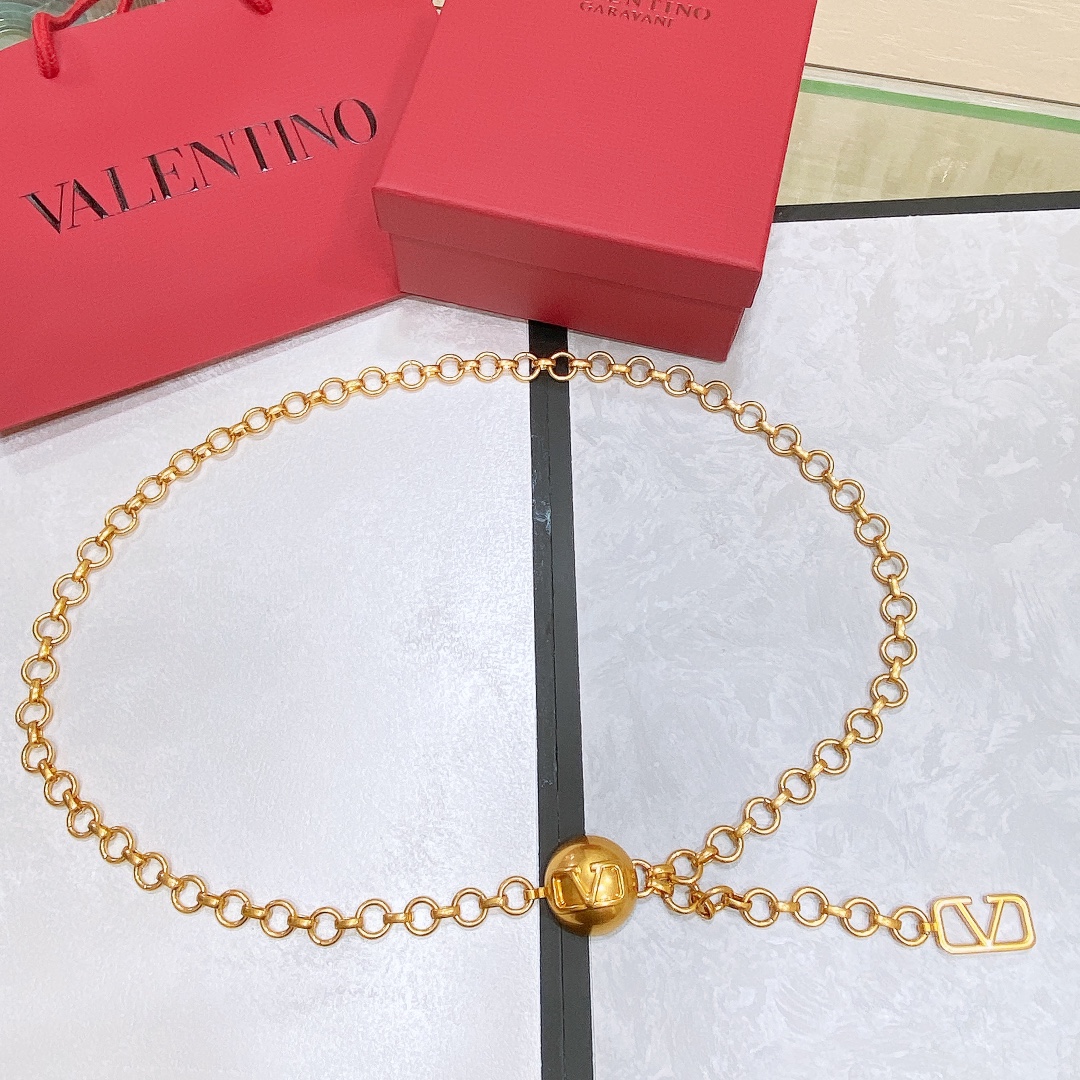 Valentino 23 VLOGO SIGNATURE链条金属腰带- 球形带扣牙印VLogo Sign