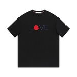 Moncler Clothing T-Shirt Black White Embroidery Combed Cotton Fashion