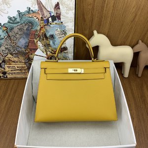 Hermes Kelly Handbags Crossbody & Shoulder Bags Amber Yellow Epsom