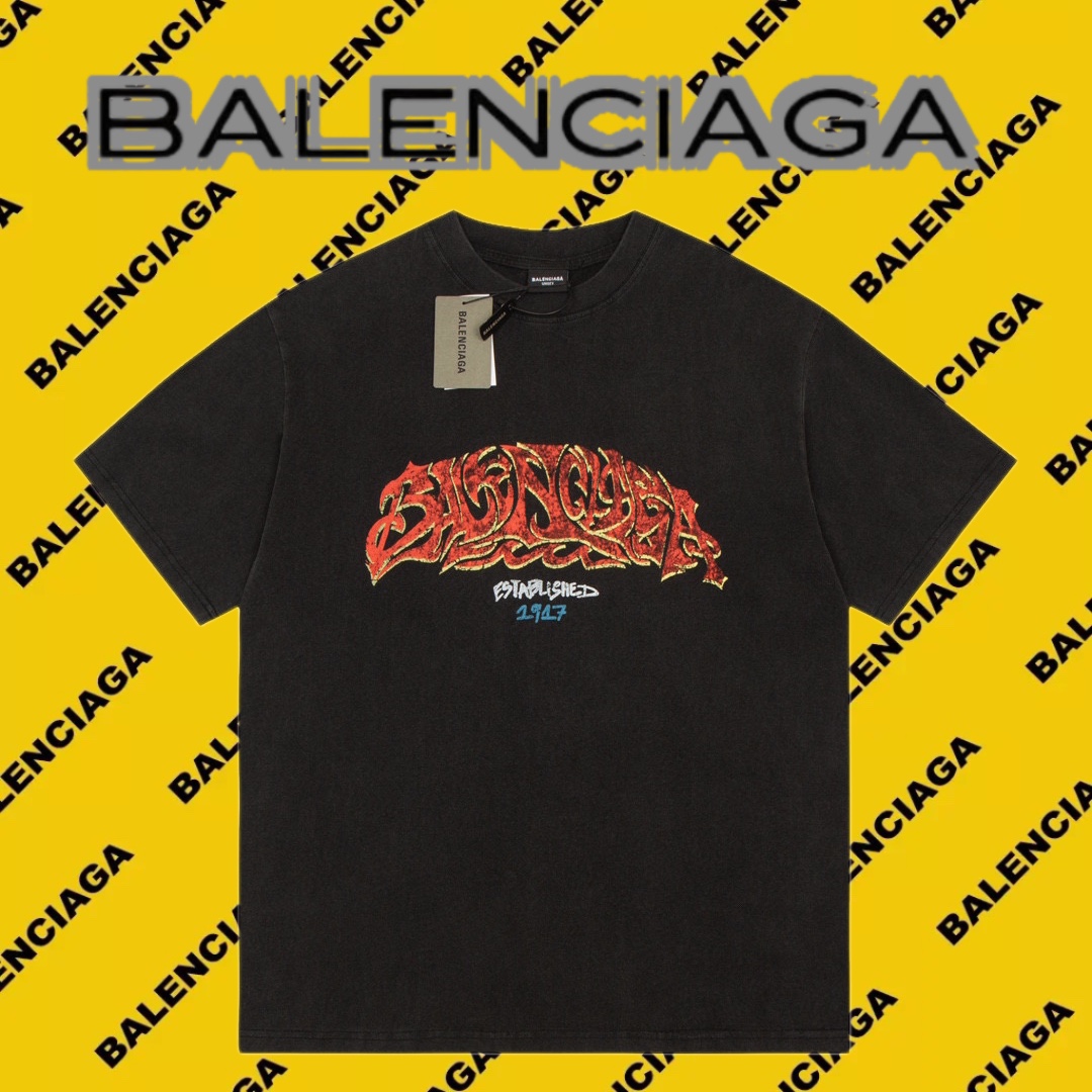 Balenciaga Abbigliamento T-Shirt Doodle Stampa Unisex Cotone Maniche corte