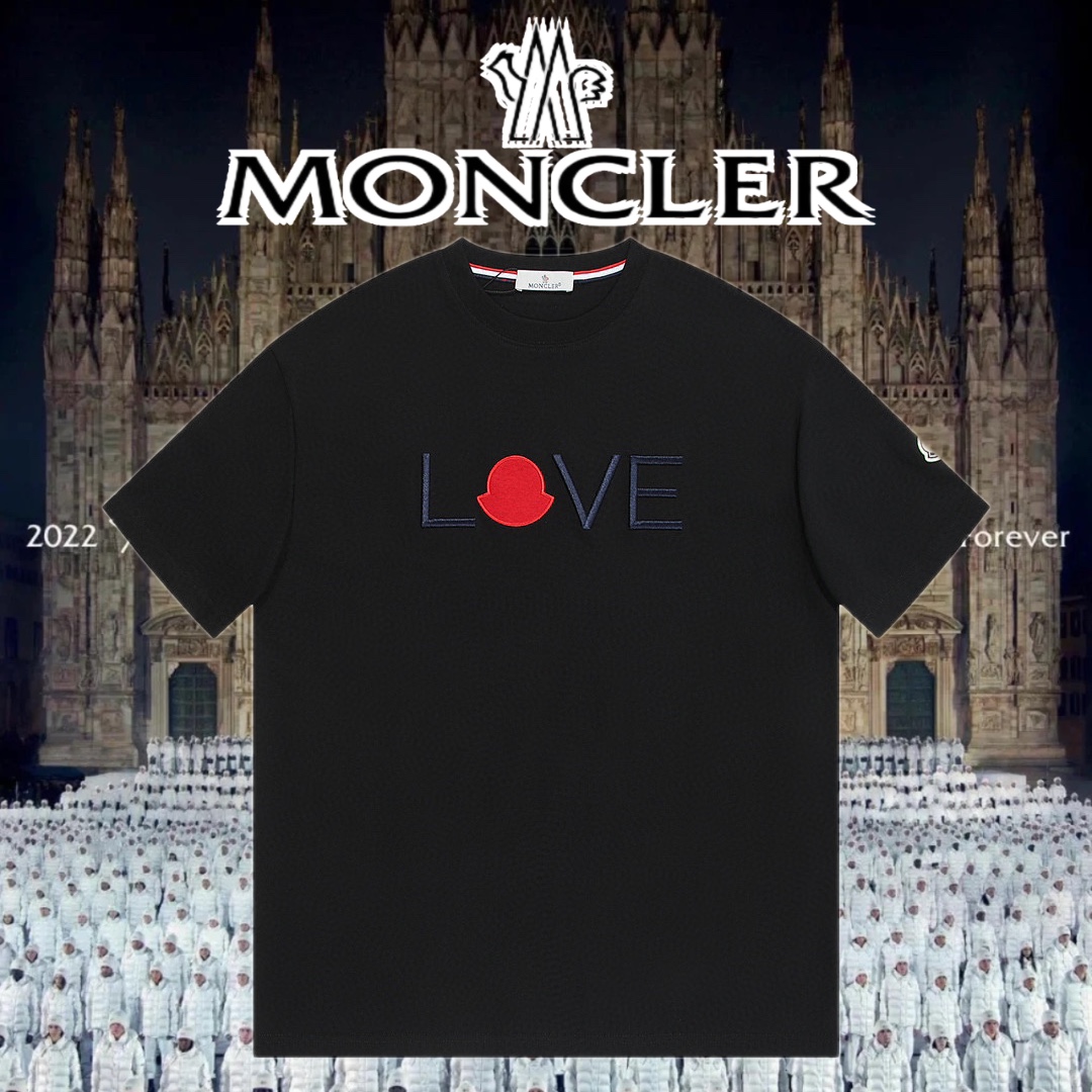 Best AAA+
 Moncler Abbigliamento T-Shirt Nero Bianco Ricamo Cotone pettinato Fashion