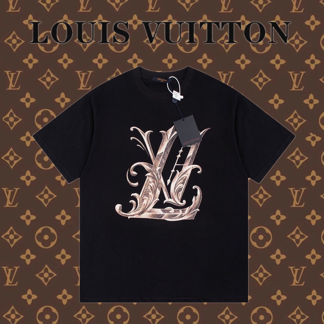 Louis Vuitton Abbigliamento T-Shirt Nero Stampa Unisex Collezione Primavera/Estate Fashion Maniche corte