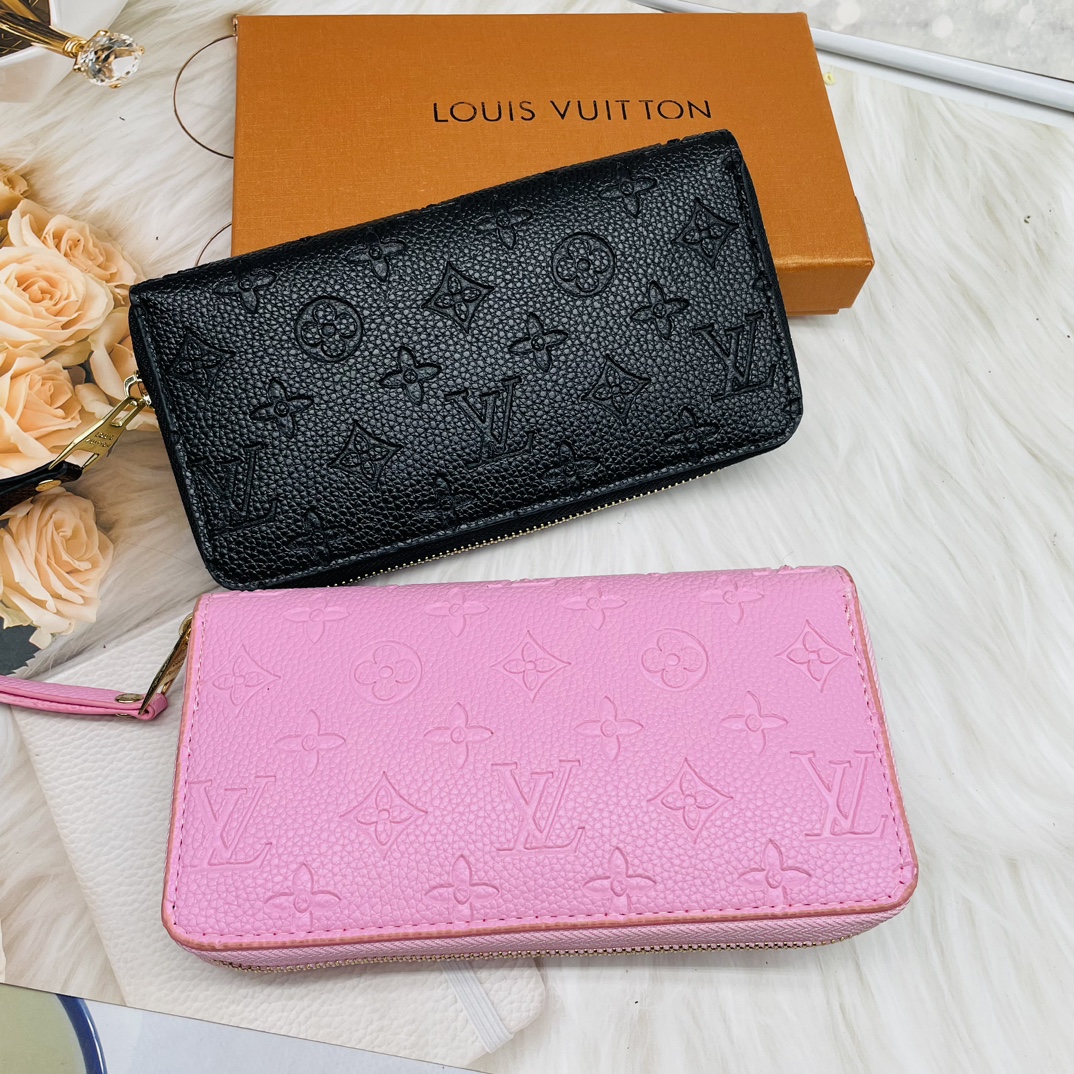 Black pressed flower leather wallet