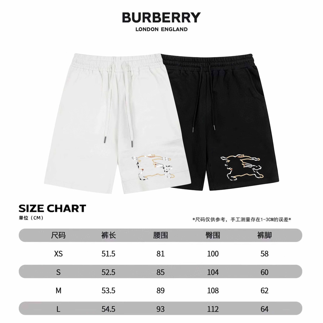 Burberry/巴宝莉 23SS 格子战马印花短裤原版面料