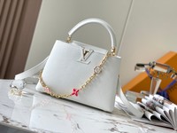 Louis Vuitton LV Capucines Bags Handbags Fake High Quality
 White Taurillon Chains M20844