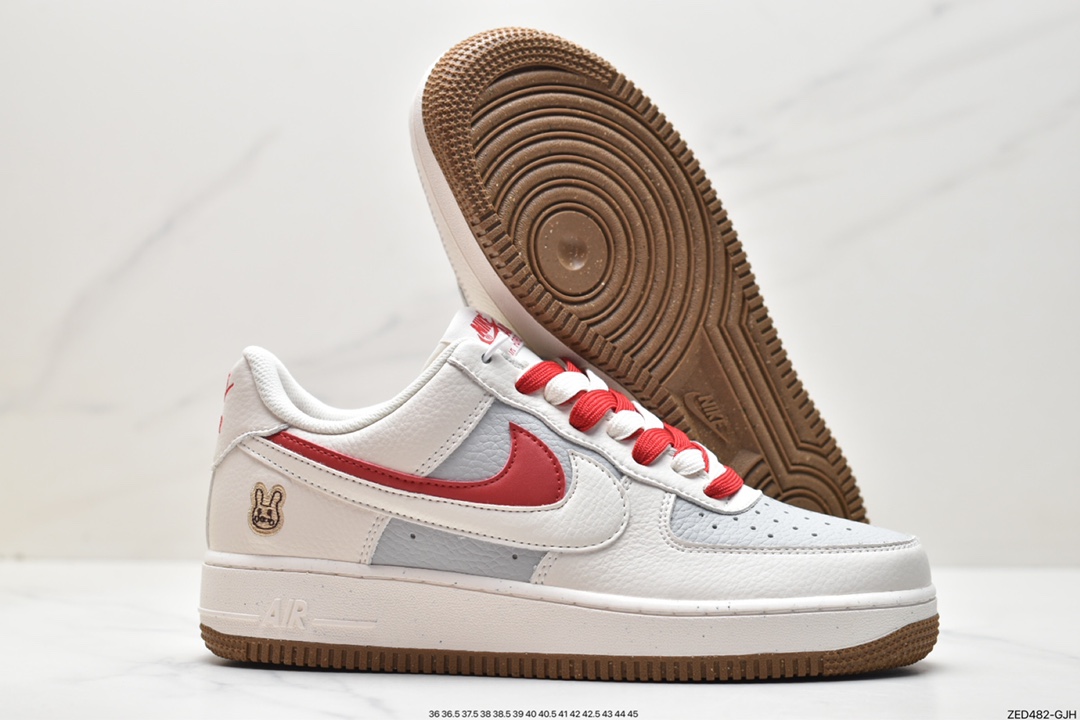 板鞋, Nike Air Force 1, Nike Air, NIKE, FORCE 1, CC2569-022, Air Force 1 - 耐克 Nike Air Force 1 轻便防滑 低帮 休闲运动板鞋 双钩白红 CC2569-022