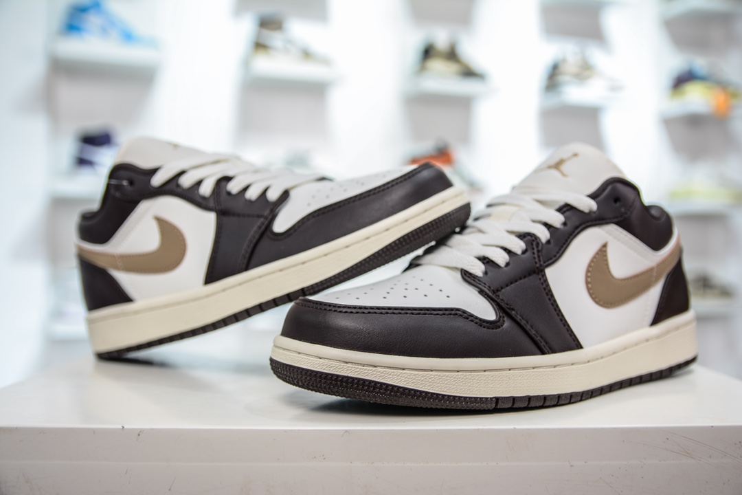 200 Air Jordan 1 Low AJ1 白黑棕低帮 男女休闲运动篮球鞋 FB2216-200
