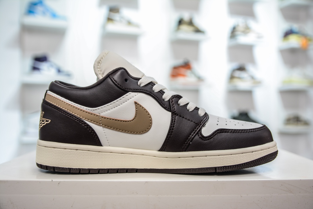200 Air Jordan 1 Low AJ1 白黑棕低帮 男女休闲运动篮球鞋 FB2216-200