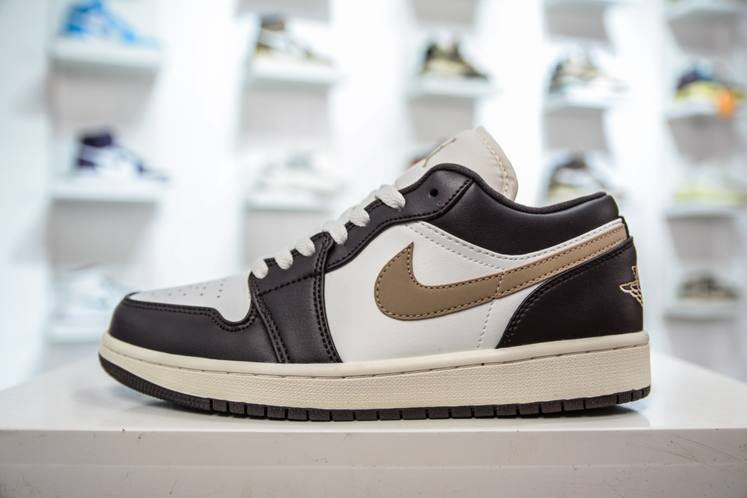 200 Air Jordan 1 Low AJ1 白黑棕低帮 男女休闲运动篮球鞋 FB2216-200