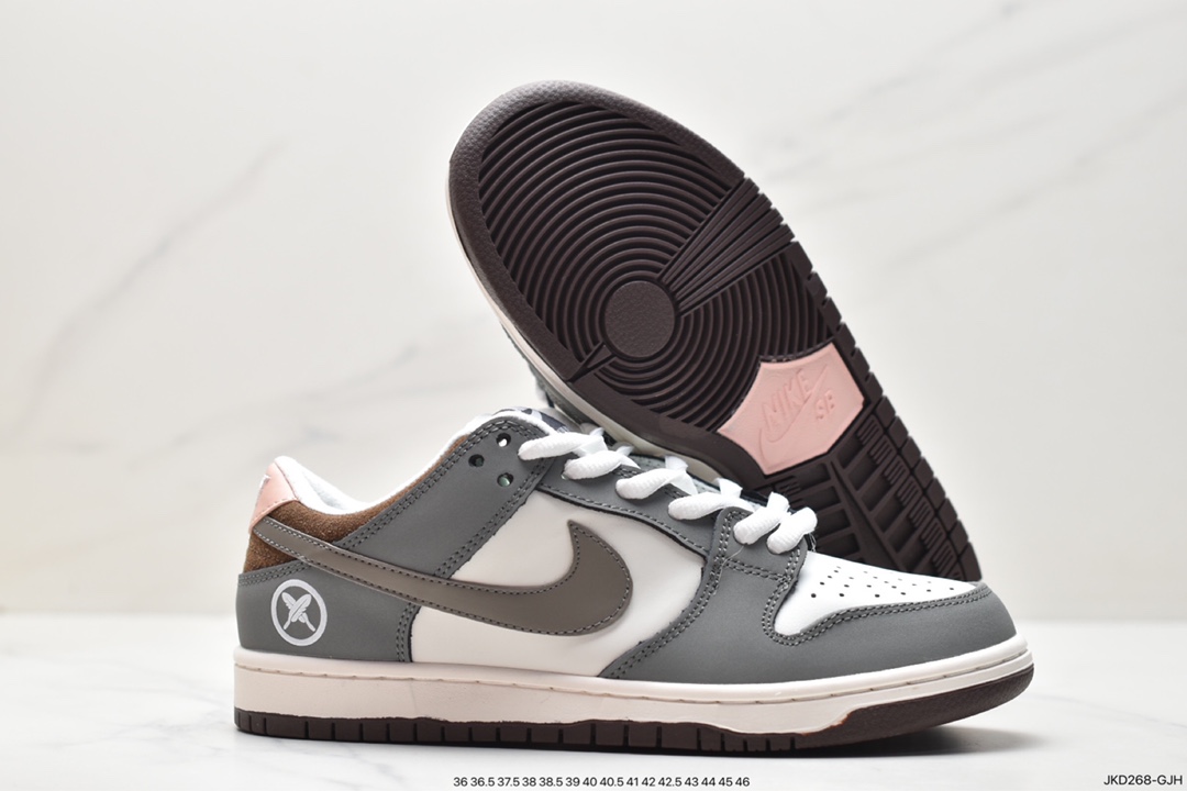 Yuto Horigome x Nike SB Dunk Low joint model ”grey and white feather SB low-top casual sports skateboard shoes FQ1180-001