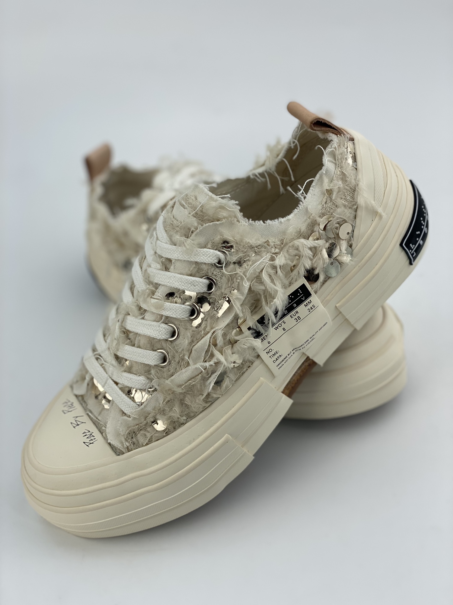 Wu Jianhao x VESSEL GOP Low deconstructed overlapping thick-soled cork low-top versatile increased height canvas vulcanized sneakers