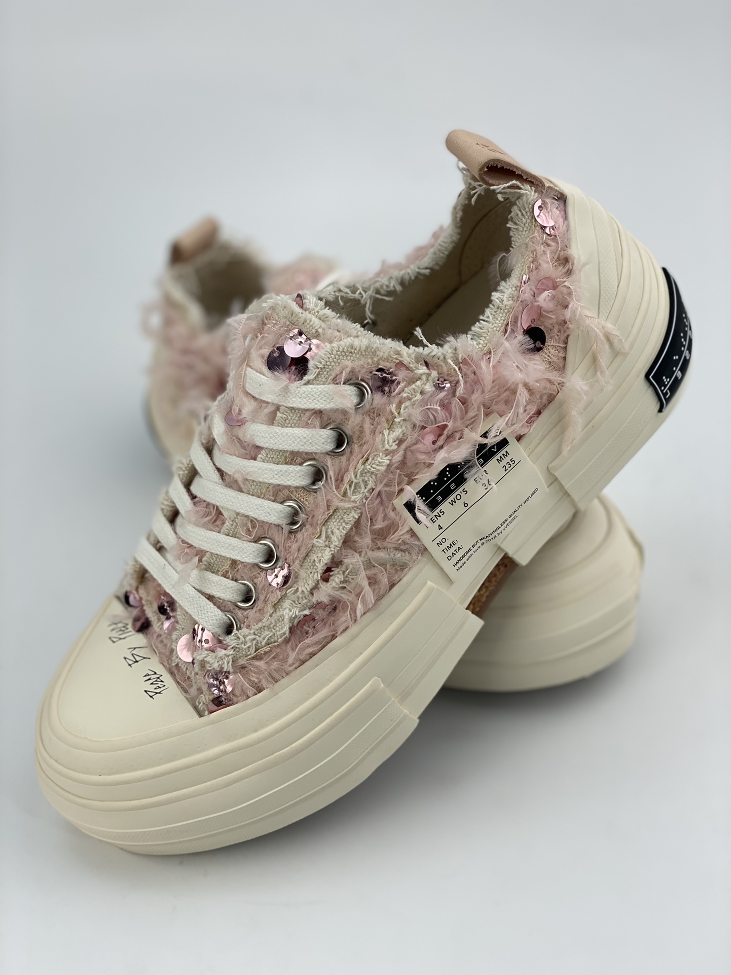 Wu Jianhao x VESSEL GOP Low deconstructed overlapping thick-soled cork low-top versatile increased height canvas vulcanized sneakers