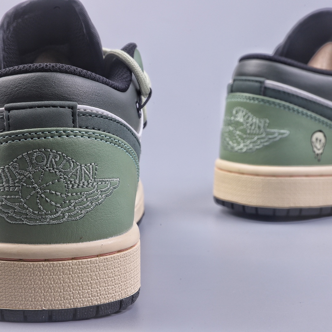 220 外贸 Air Jordan 1 Low 白绿解构 “笑脸骷颅头” AJ1乔1低帮休闲板鞋  553558-062