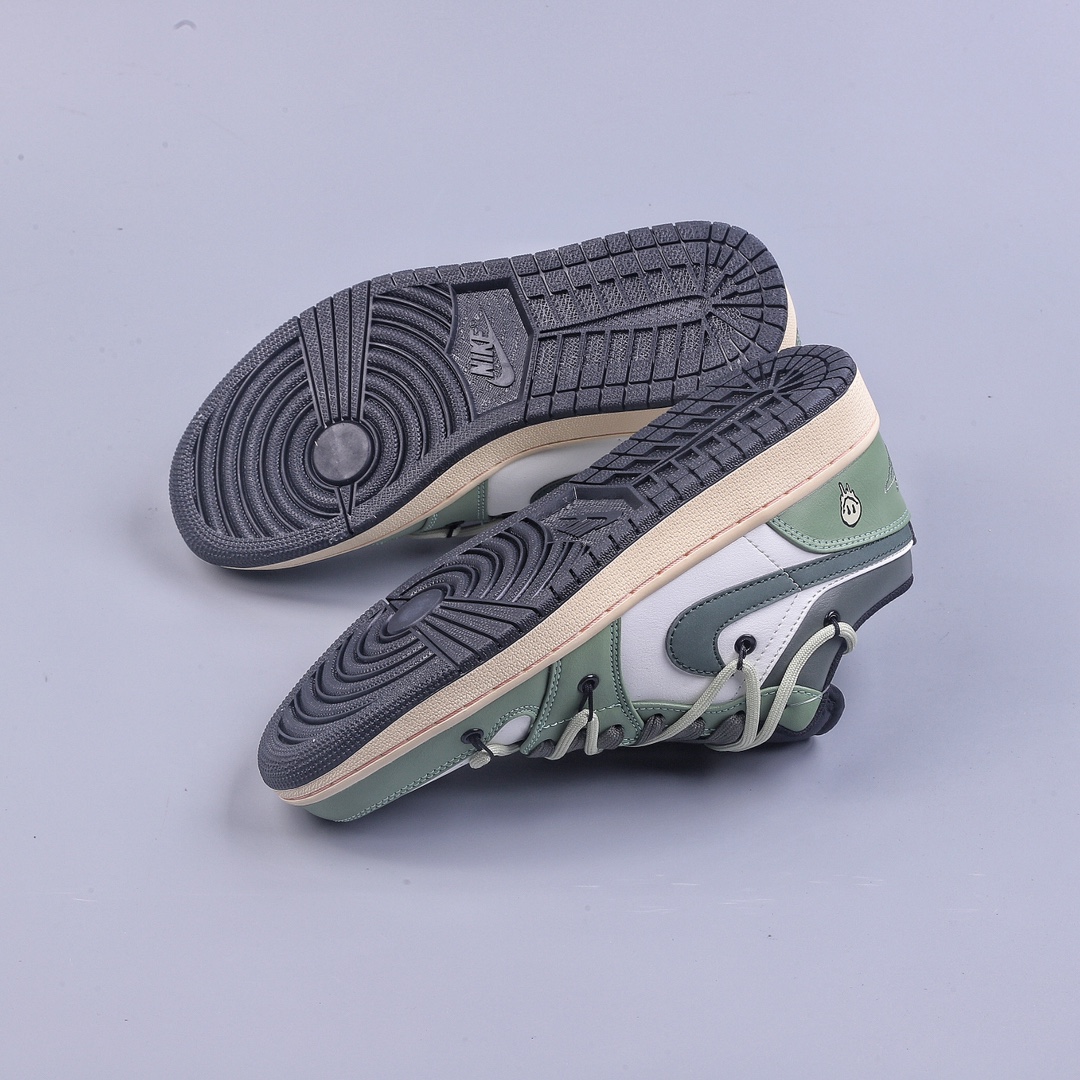 220 外贸 Air Jordan 1 Low 白绿解构 “笑脸骷颅头” AJ1乔1低帮休闲板鞋  553558-062