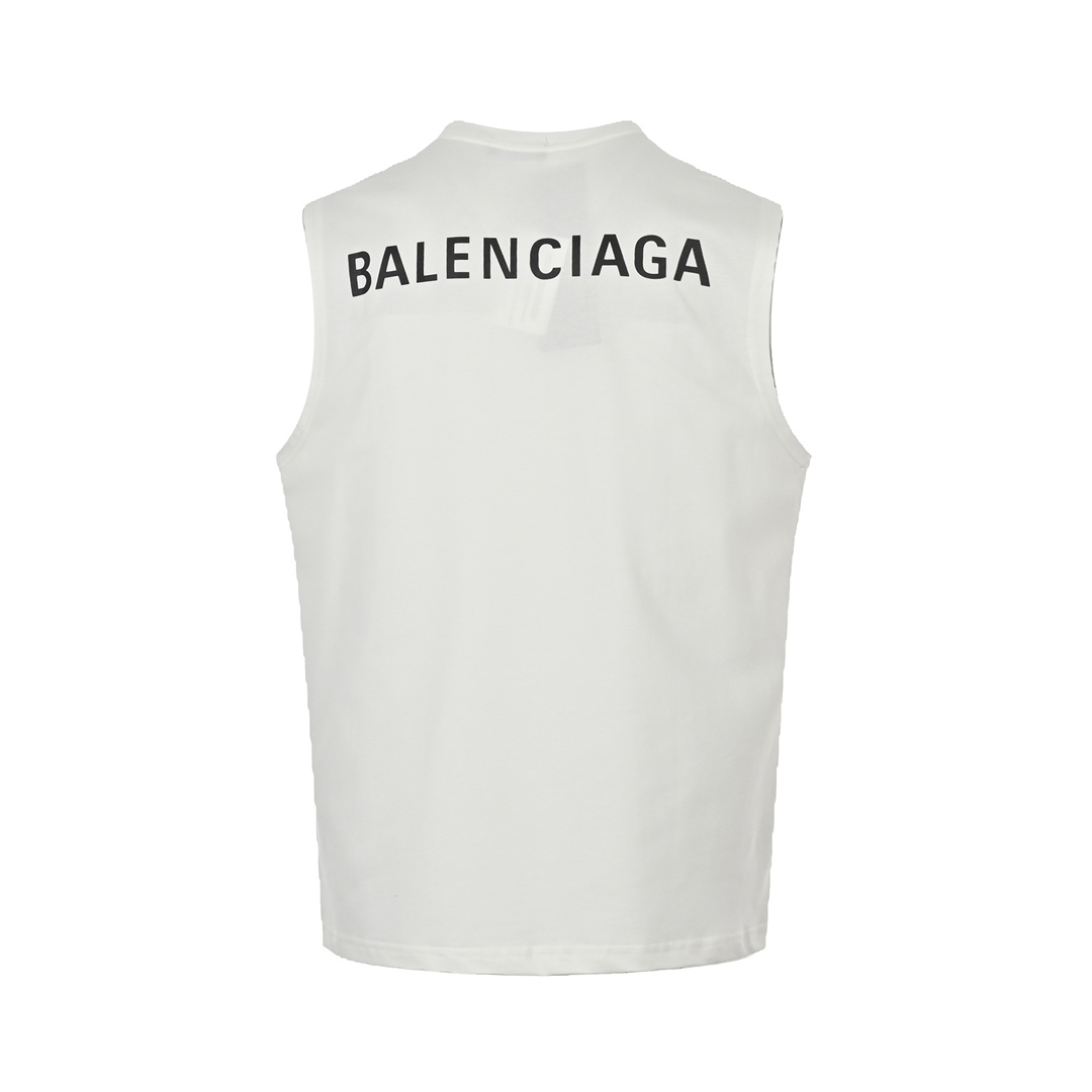 Balenciaga/巴黎世家 23ss 前后字母印花背心 无袖背心男女同款宽松上衣 巴黎世家经典印花款