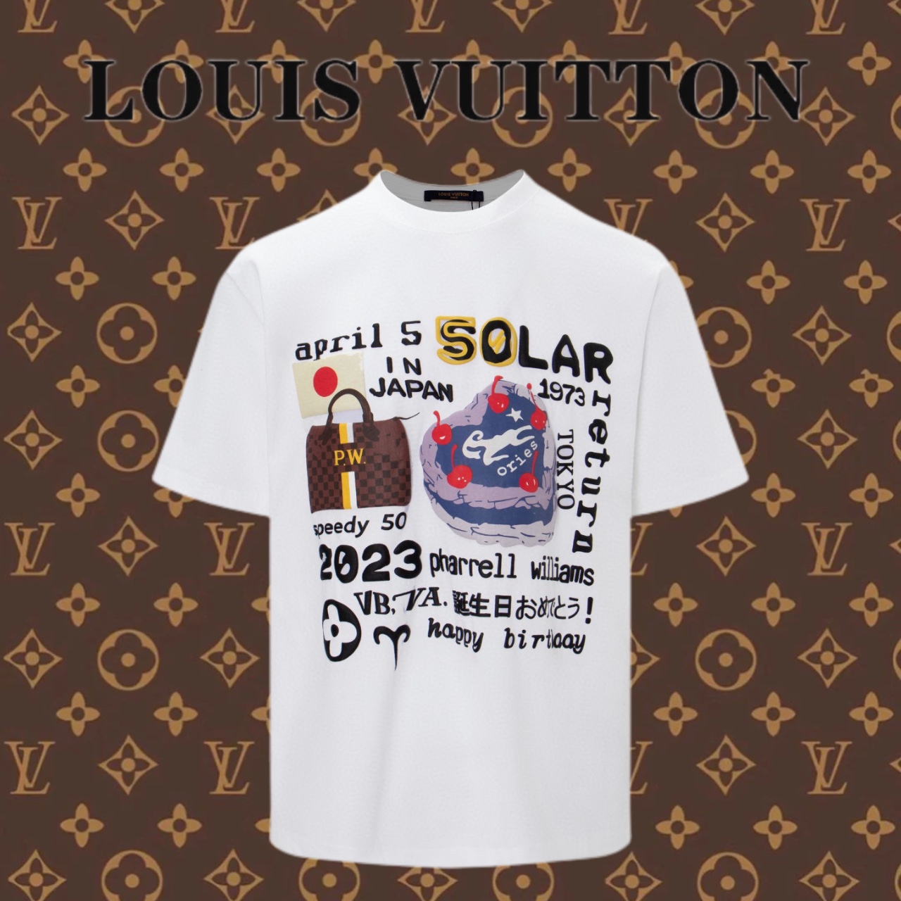 Louis Vuitton Abbigliamento T-Shirt Designer Fake
 Nero Bianco Stampa Cotone Maniche corte