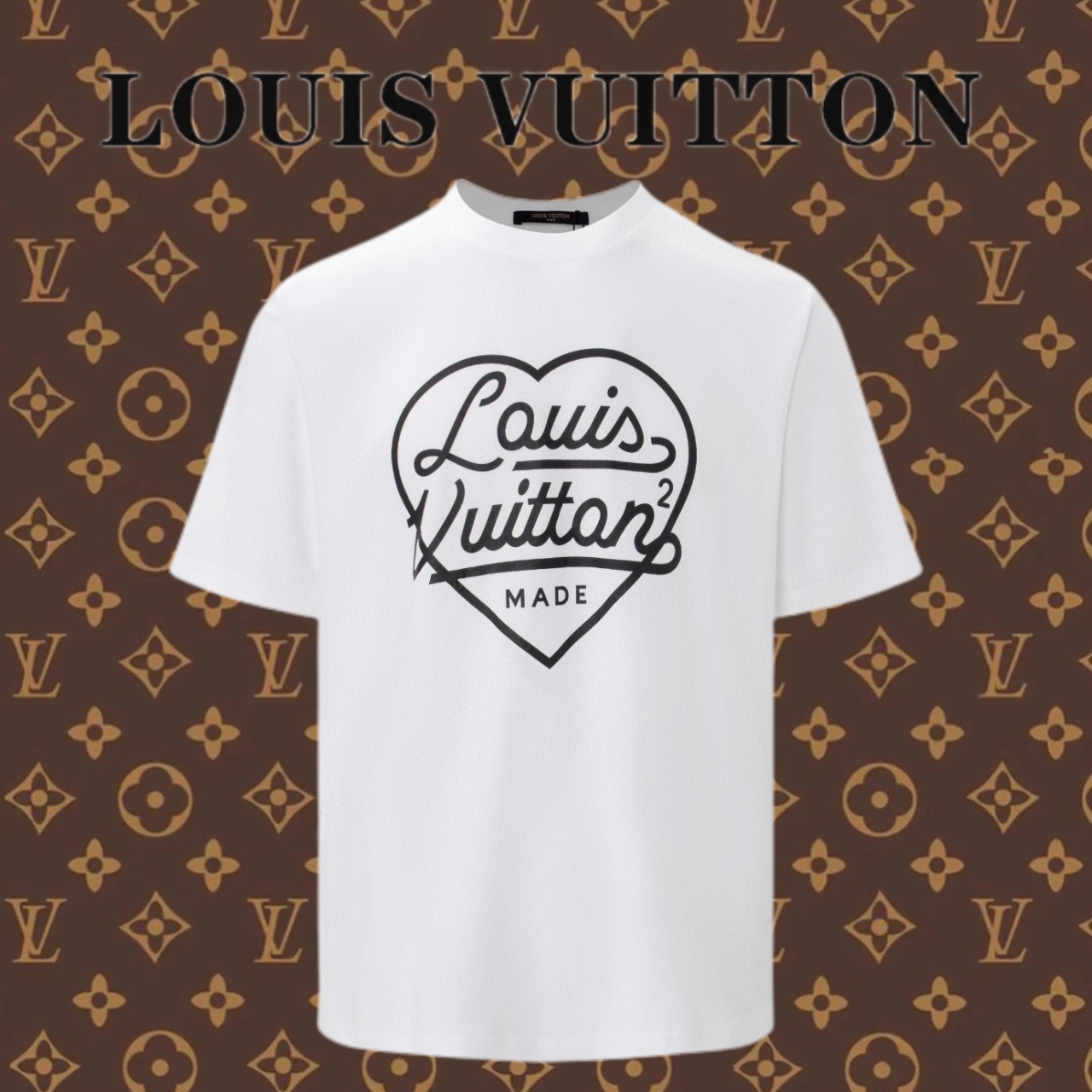 Louis Vuitton Abbigliamento T-Shirt Nero Bianco Stampa Cotone Maniche corte