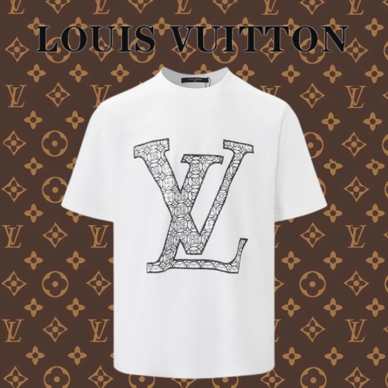 Louis Vuitton Abbigliamento T-Shirt Replica all’ingrosso 2024
 Nero Bianco Stampa Cotone Maniche corte