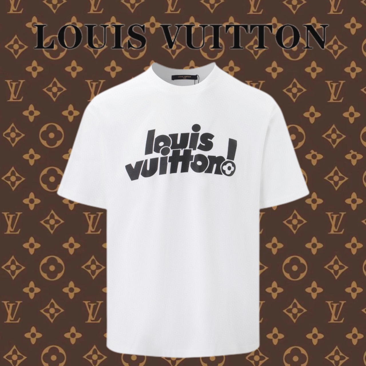 Louis Vuitton Abbigliamento T-Shirt Nero Bianco Stampa Cotone Maniche corte