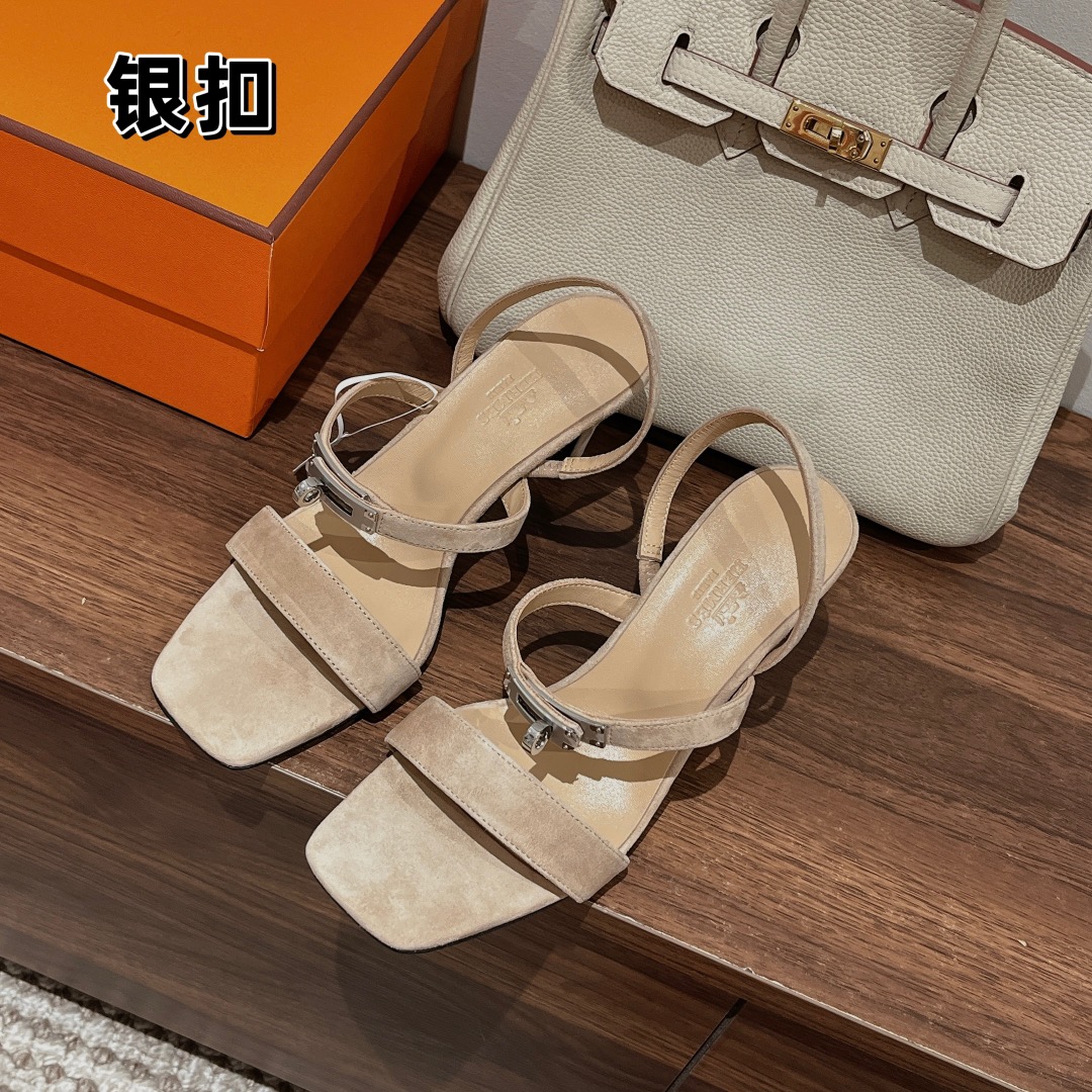 Hermes Shoes Sandals Chamois Genuine Leather Fashion