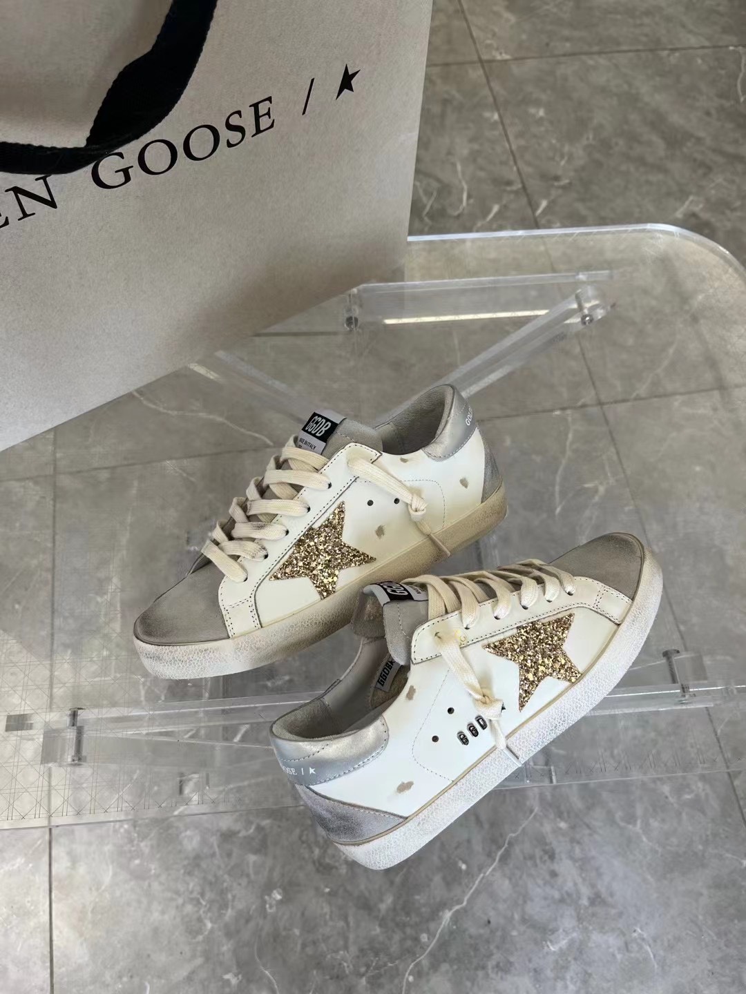 Golden Goose Skateboard Shoes Single Layer Gold Red White Yellow Unisex Cowhide Frosted Fall/Winter Collection