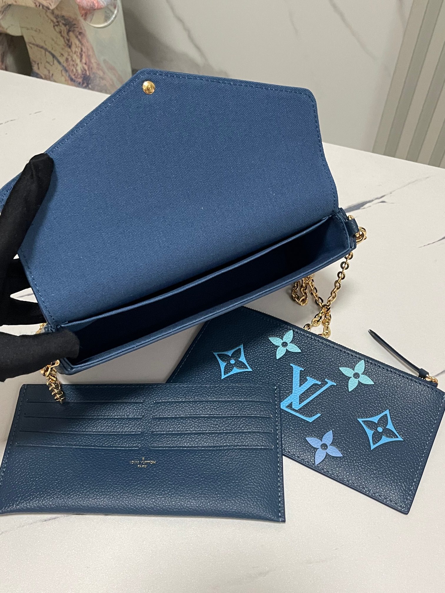 顶级原单独家实拍M82349蓝色全皮三件套系列M61276本款PochetteFélicie链条包为Mo