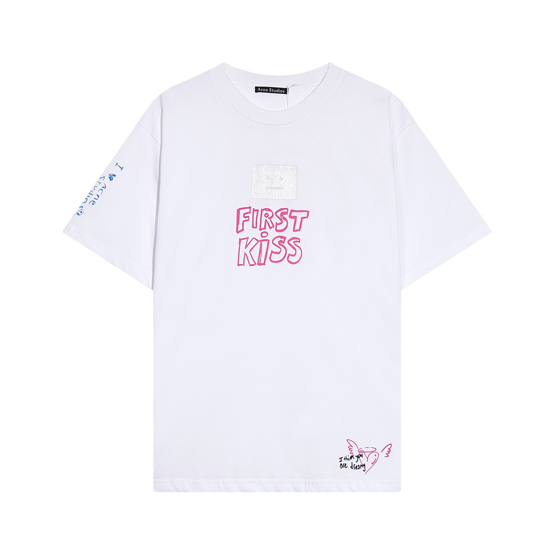 Acne Studios Lusso
 Abbigliamento T-Shirt Beige Nero Doodle Bianco Stampa Maniche corte