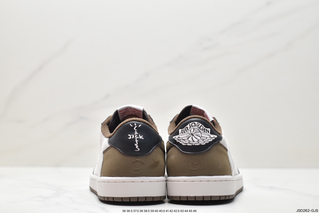 fragment design x Travis Scott x Nike Air Jordan 1 Low OG SP”Black/Green Toe”AJ1 Jordan generation basketball shoes DM7866-902