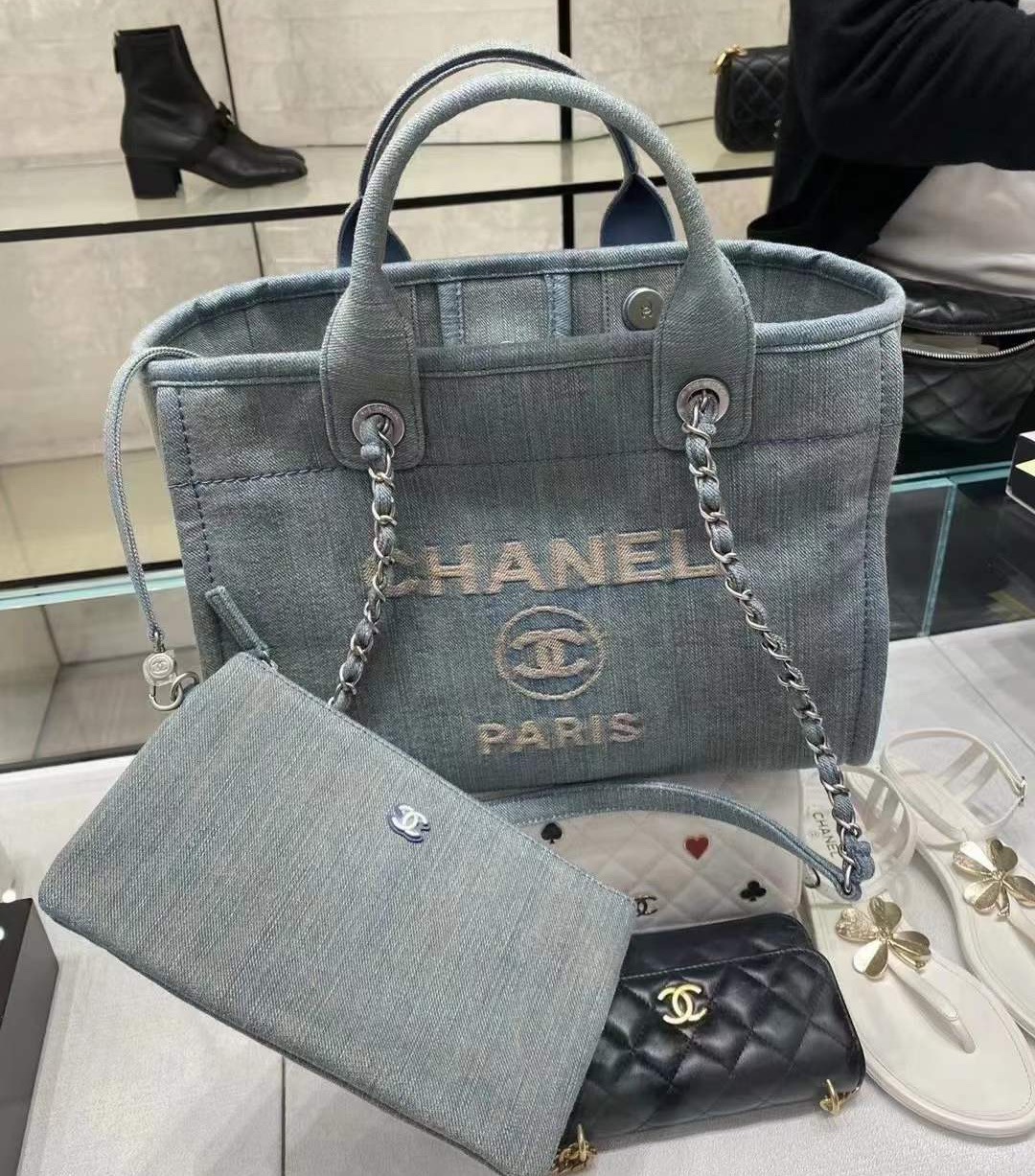 Chanel vintage denim beach bag