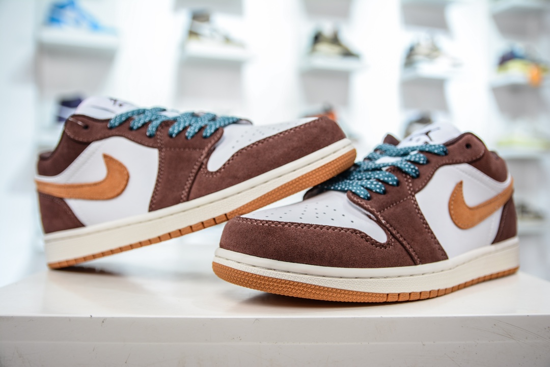 Air Jordan 1 Low AJ1 white brown suede low-top men's and women's casual sports basketball shoes FB2216-200