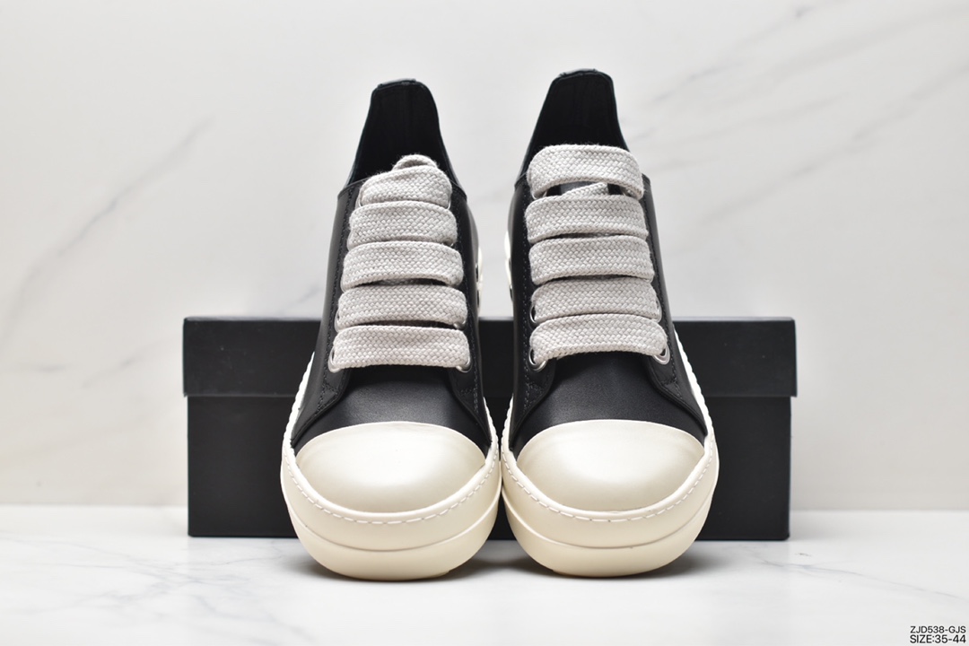 Rick Owens DARKSHDW Scarpe Sneaker Low Thick Sole Increased Scarpe Low-top Sneakers ”Leather Black Milk White” DU19F6800