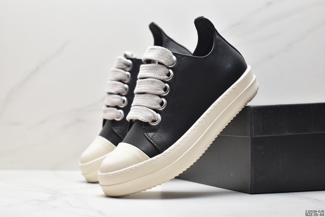 Rick Owens DARKSHDW Scarpe Sneaker Low Thick Sole Increased Scarpe Low-top Sneakers ”Leather Black Milk White” DU19F6800