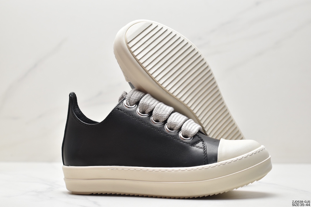 Rick Owens DARKSHDW Scarpe Sneaker Low Thick Sole Increased Scarpe Low-top Sneakers ”Leather Black Milk White” DU19F6800