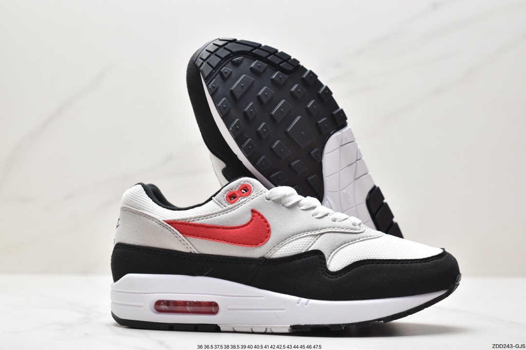 跑鞋, Nike Air Max 1, Nike Air Max, Nike Air, NIKE, FD9082-101, Air Max 1, Air Max - 耐克 Nike Air Max 1 经典复古 防滑减震 低帮 休闲运动慢跑鞋 黑灰红 FD9082-101